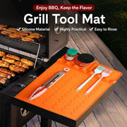 Silicone BBQ Grill Side Burner Mat and Utensil Rest, 39 x 26.5cm
