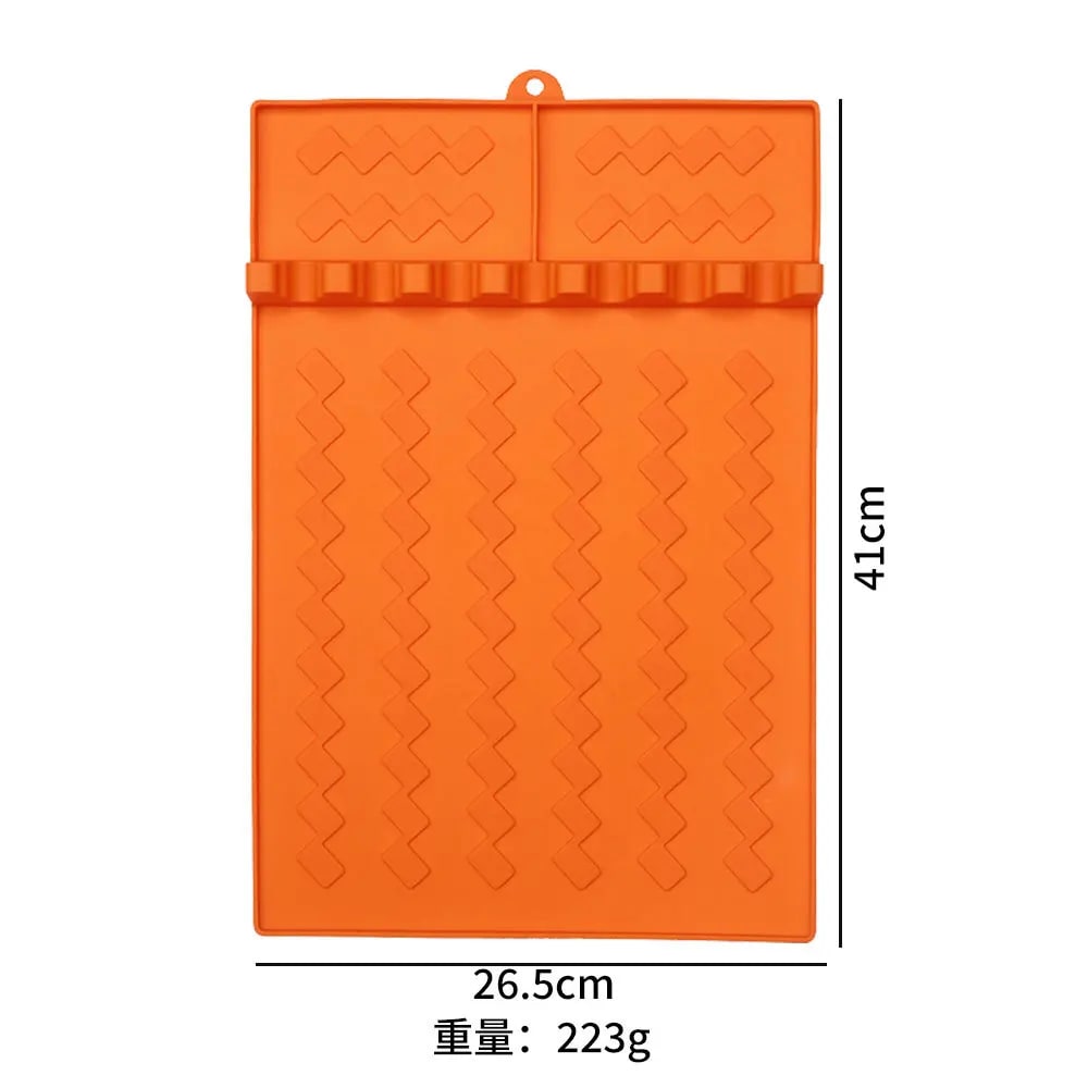 Silicone BBQ Grill Side Burner Mat and Utensil Rest, 39 x 26.5cm - Orange