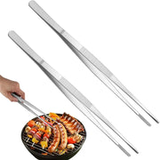 30cm Stainless Steel BBQ Tweezers Tongs with Serrated Tips, BBO+1 BQ3325