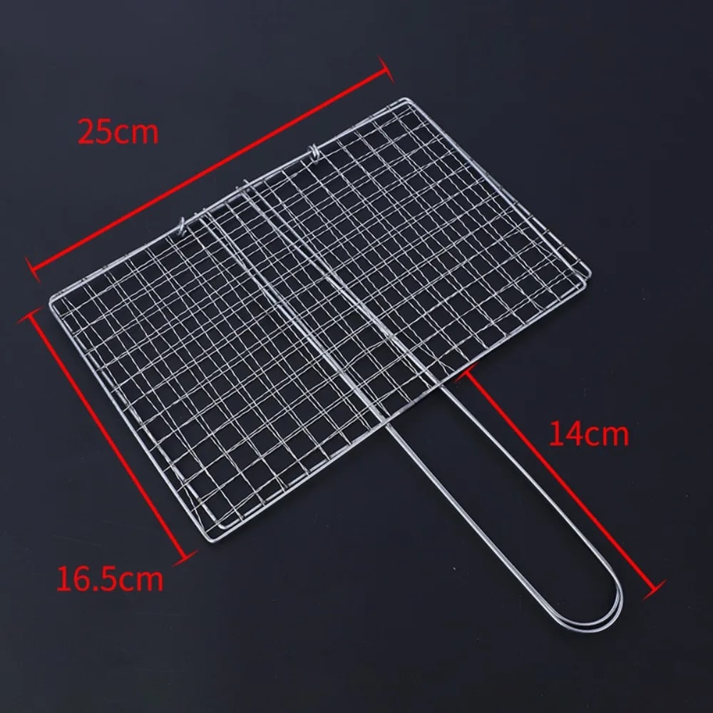 KANNERT BBQ Grilling Basket, Silver Electroplated Iron Mesh Clamp, 3 Size Options - 17-27