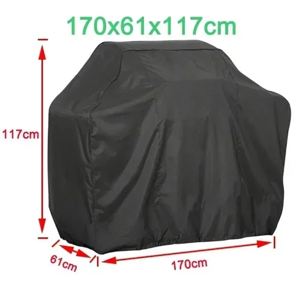 Outdoor BBQ Grill Cover, Waterproof Fabric, Round or Rectangular, Multiple Sizes - 170x61x117cm