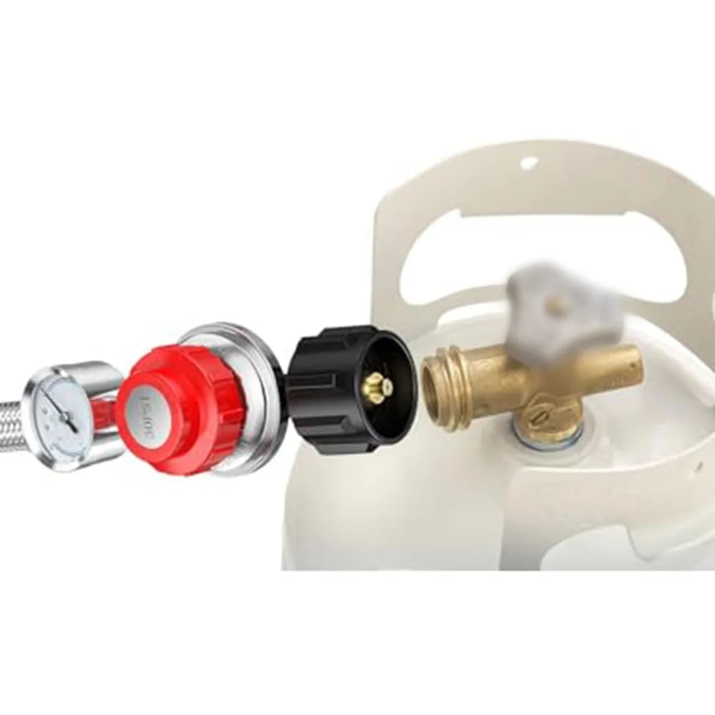 Propane Regulator Combination with Gauge and 5-Foot Hose for BBQ Grills