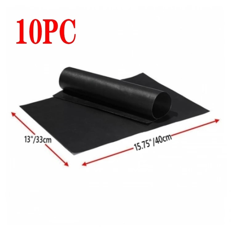 PTFE BBQ Grill Mat 40 x 33cm Reusable Non-Stick Barbecue Cooking Mat, Black - 10PCS Barbecue mat