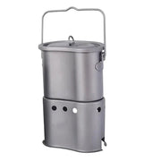 Metal Portable Cookware Set with Lidded Hanging Pot and Wood Stove