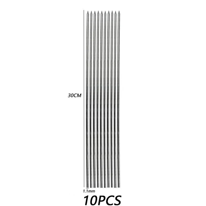 Stainless Steel BBQ Skewers, 30cm Reusable Kebab Sticks, 10 or 20 Pack - A01