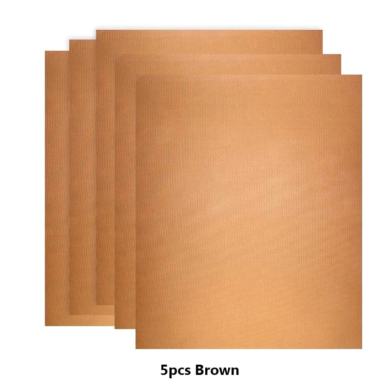 Reusable Non-Stick BBQ Grill Mat 40 x 33cm Fabric Cooking Sheet, 3 or 5 Pack - 5pcs Bronze