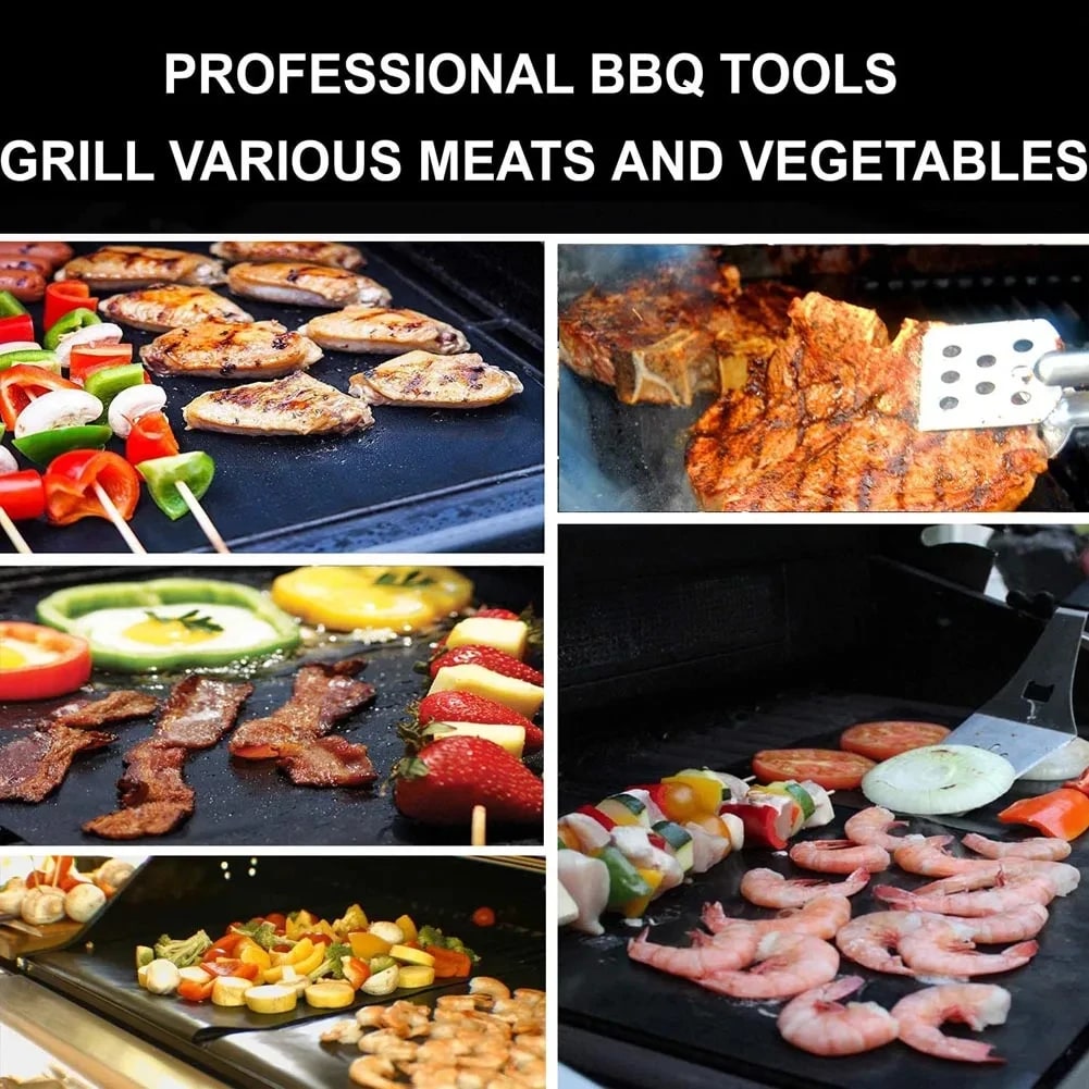 PTFE-Coated BBQ Grill Mats 40 x 33cm, Reusable, 3, 5 or 10 Pieces