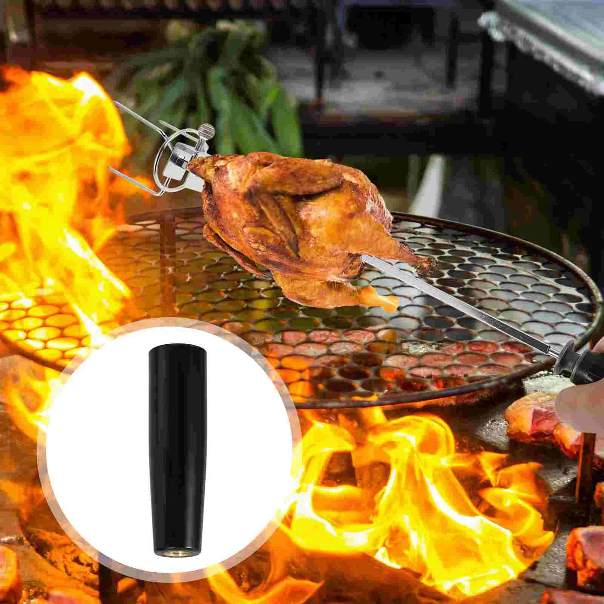 Bakelite BBQ Rotisserie Handle with Copper Thread, Black, 10cm - M12