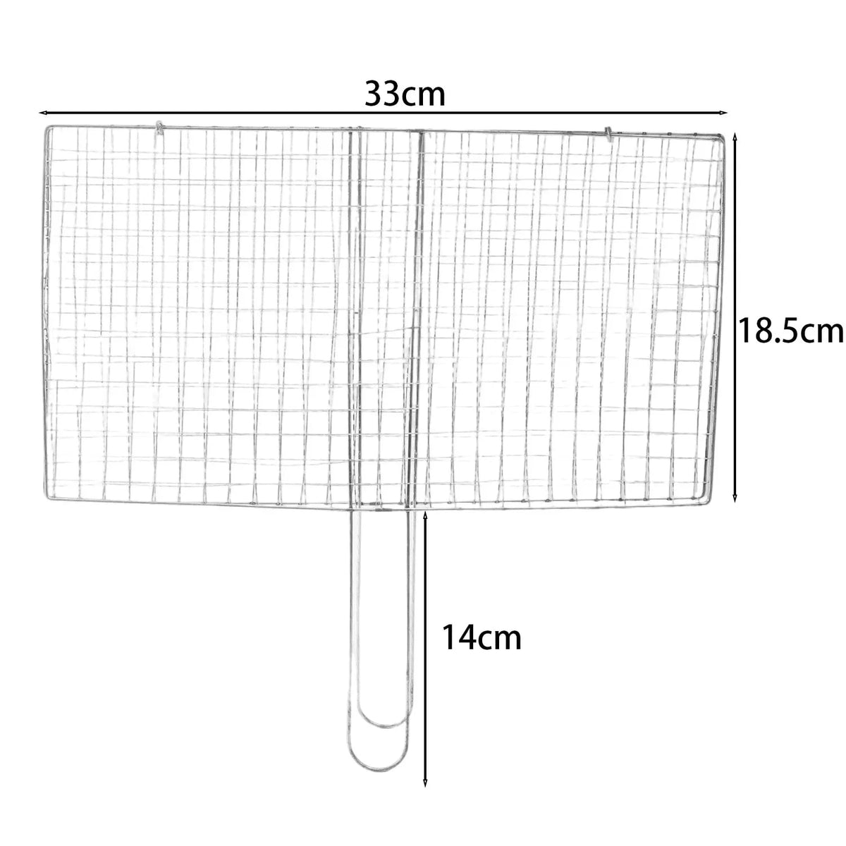 Rectangular BBQ Grill Basket Metal Mesh Tongs, Silver, S or M - S