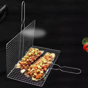 Metal Double-Sided Fish and Meat Grilling Rack with Handle, Multiple Sizes