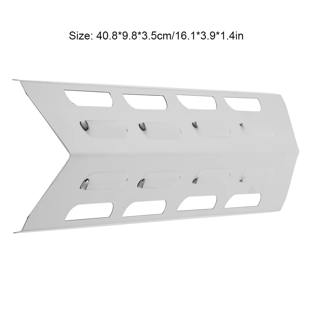 Gas Grill Heat Plates, 4-Piece Metal Replacement Burner Covers, 408 x 98 x 35mm