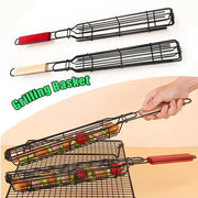 Foldable Metal Grilling Basket with Wooden Handle, 49cm, 2 Pack