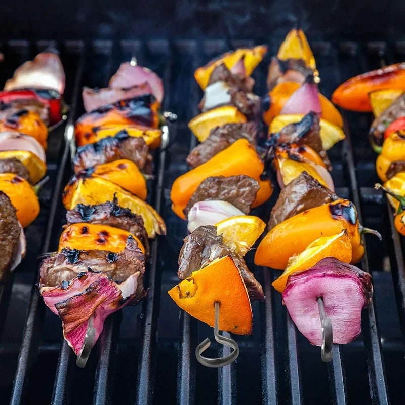 GLANYOMI 12 Stainless Steel BBQ Skewers, 12 Inch Reusable Kabob Sticks with