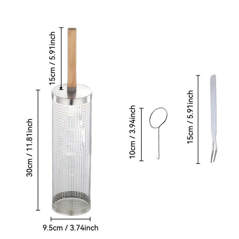 Stainless Steel Rolling BBQ Basket with Removable Handle, Small or Large - large