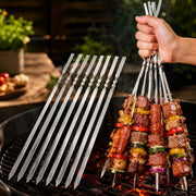 Stainless Steel Barbecue Skewers, Reusable 10-Piece Pack Options
