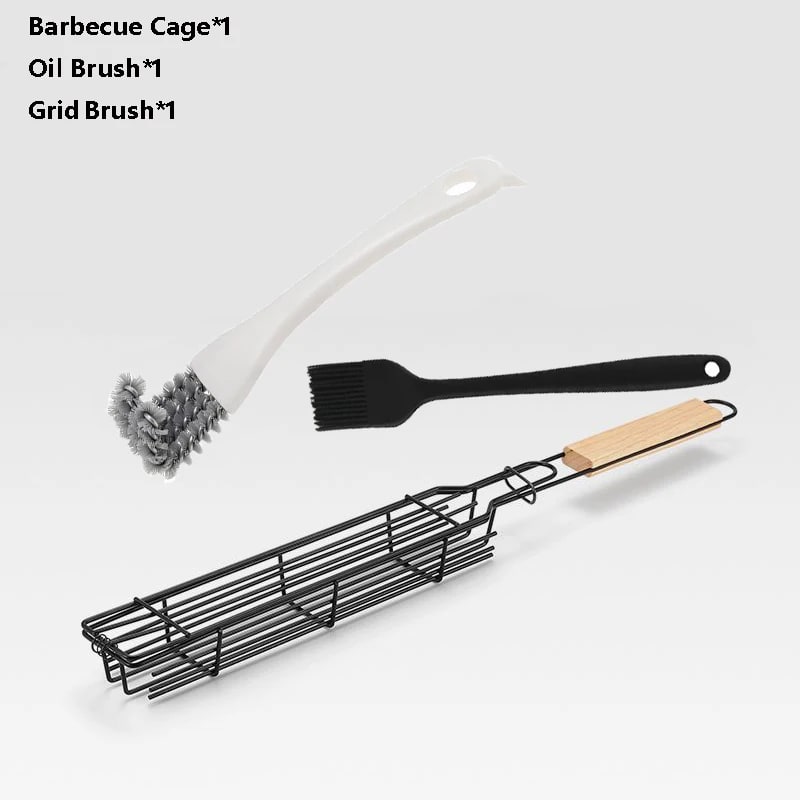 Non-Stick BBQ Grill Basket with Handle, 3 or 4 Piece Options - 3Pcs-B