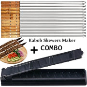Flat Stainless Steel BBQ Skewers with Kabob Maker, 55cm, 6 or 12 Pack