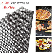 Non-Stick BBQ Grill Mesh Mat, PTFE Fibreglass, 40cm, Black or Beige