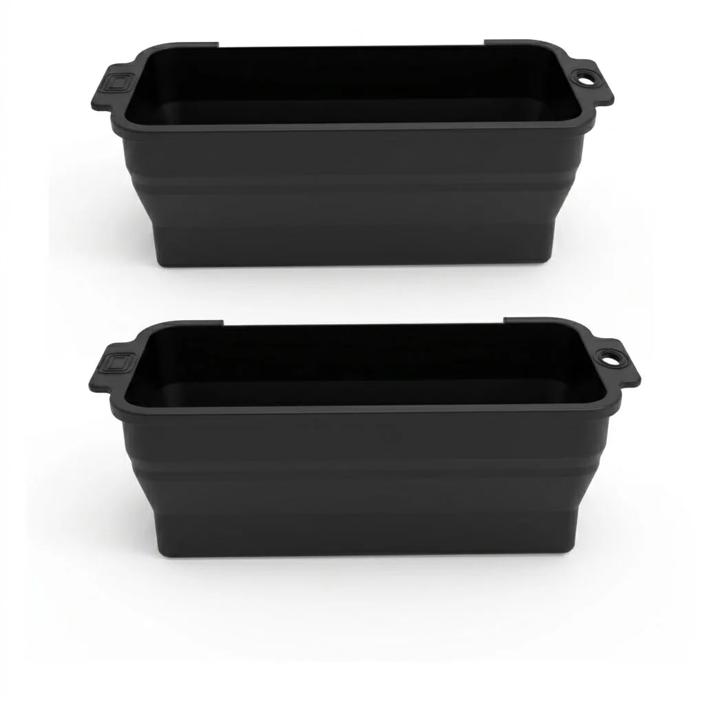 Foldable Silicone BBQ Grease Liner Tray, Reusable Drip Cup Insert, 21.5cm - 2 black