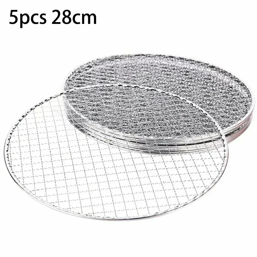 Round Metal Mesh BBQ Grill Racks, 5 Pack, 25cm, 28cm or 33cm - 28CM