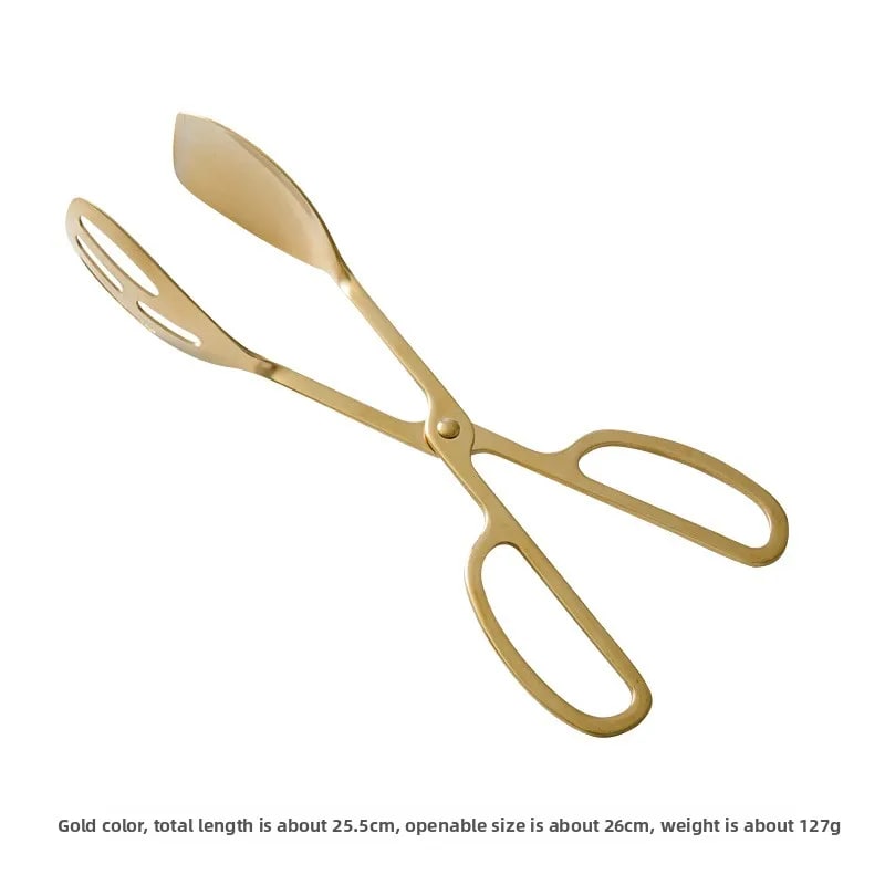 Scissor Food Tongs, 430 Stainless Steel BBQ Cooking and Serving Tongs, Gold or Silver - Gold