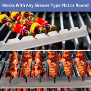 Stainless Steel BBQ Skewer Rack Holder, 30 x 3cm, for Flat or Round Skewers