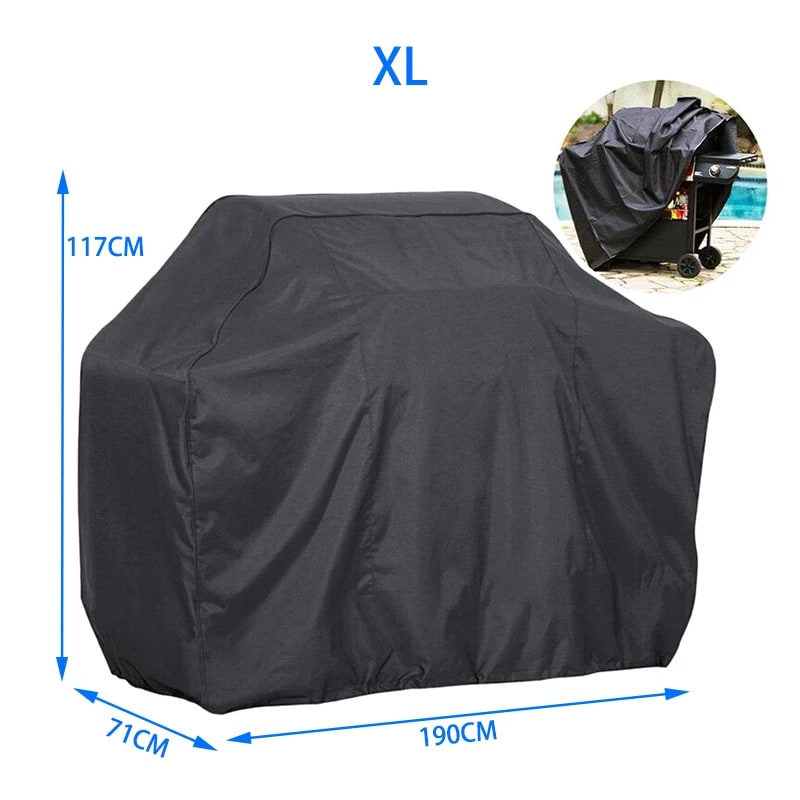 Black Waterproof BBQ Grill Cover, Dustproof Outdoor Barbecue Cover, Multiple Sizes - 190X71X117CM