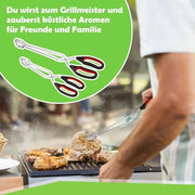 BBQ Tongs 2-Pack, Scissor-Style Long-Handle Grill Tongs, Black and Red, 23.5 or 28cm