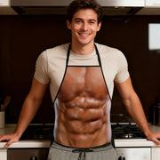 Six-Pack Abs Illusion Apron, Waterproof Polyester BBQ and Kitchen Apron