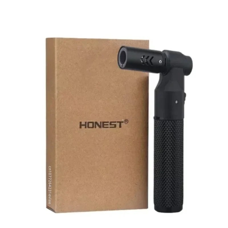 Honest Metal Butane Jet Lighter, Windproof Blue Flame, 141mm - Black -With box