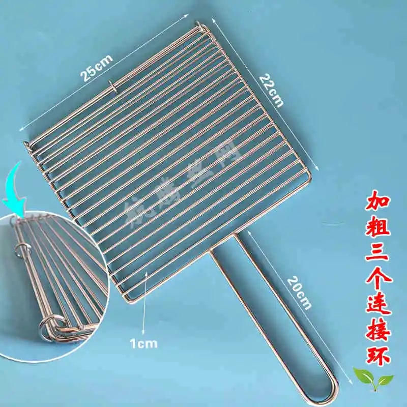 304 Stainless Steel BBQ Grill Basket with Long Handle, Folding Square Mesh - 25X22CM Horizontal