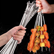 Stainless Steel Flat BBQ Skewers, 33.5cm, 10-100 Pack Options