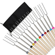 D2 8-Piece Extendable Stainless Steel BBQ Skewers with Wooden Handles