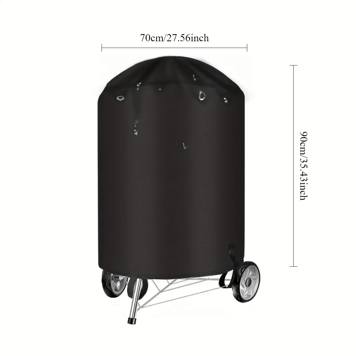Round BBQ Cover, Waterproof Oxford Cloth with Adjustable Drawstring - 70x90cm