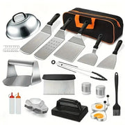 SONGKANGLING 38-Piece Stainless Steel Griddle Tool Set with Carry Case