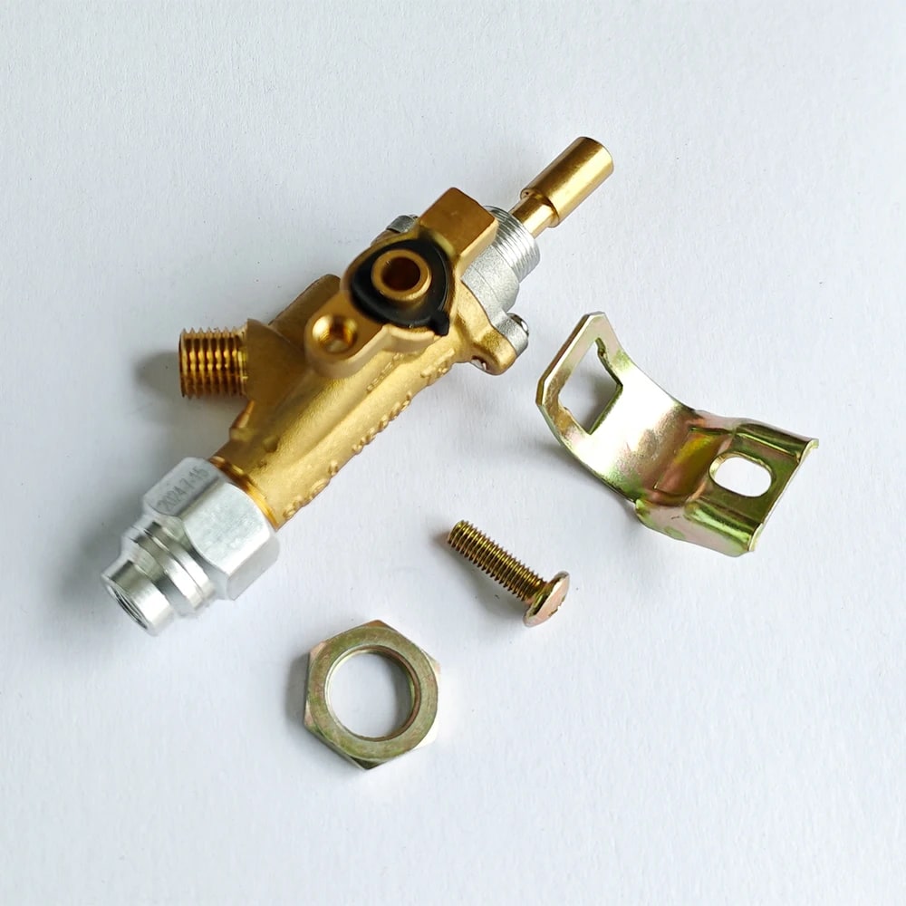 Brass Low-Pressure Gas Safety Valve for BBQ Grills, Solenoid Pilot, AI-FM010B