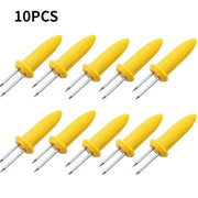 Corn Holders, Stainless Steel, Yellow Handles, 10-Piece Pack, 6cm