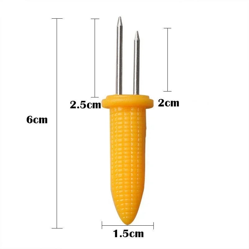 Corn Holders, Stainless Steel, Yellow Handles, 10-Piece Pack, 6cm