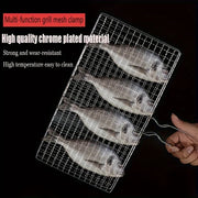 Foldable BBQ Grill Basket with Removable Handle, Chrome-Plated Fish and Vegetable Roaster