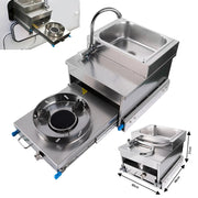 Stainless Steel Pull-Out RV Sink and Gas Stove Kitchen 40 x 46 x 31cm
