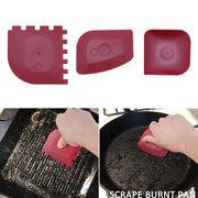 3-Piece Grill Pan Scraper Tool Set for Cast Iron Skillets, Black or Red