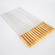 35cm Stainless Steel BBQ Skewers with Wooden Handles, 50 Piece Set