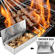 Stainless Steel BBQ Smoker Box for Charcoal or Gas Grills, 22 x 9.5 x 4.2cm