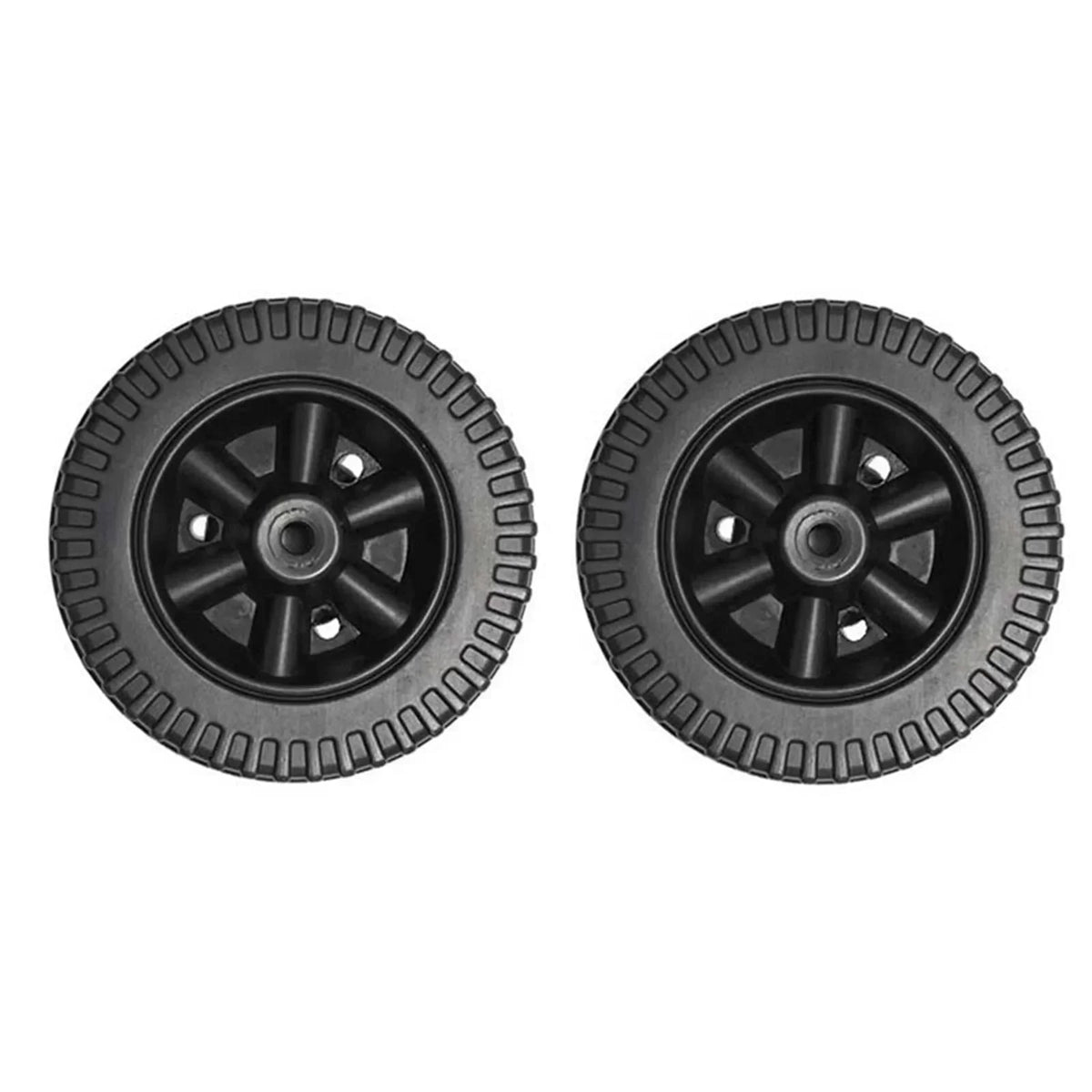 BBQ Grill Wheels, 152mm Plastic Replacement Wheels, 8-10mm Hole, 2 Pack - Black