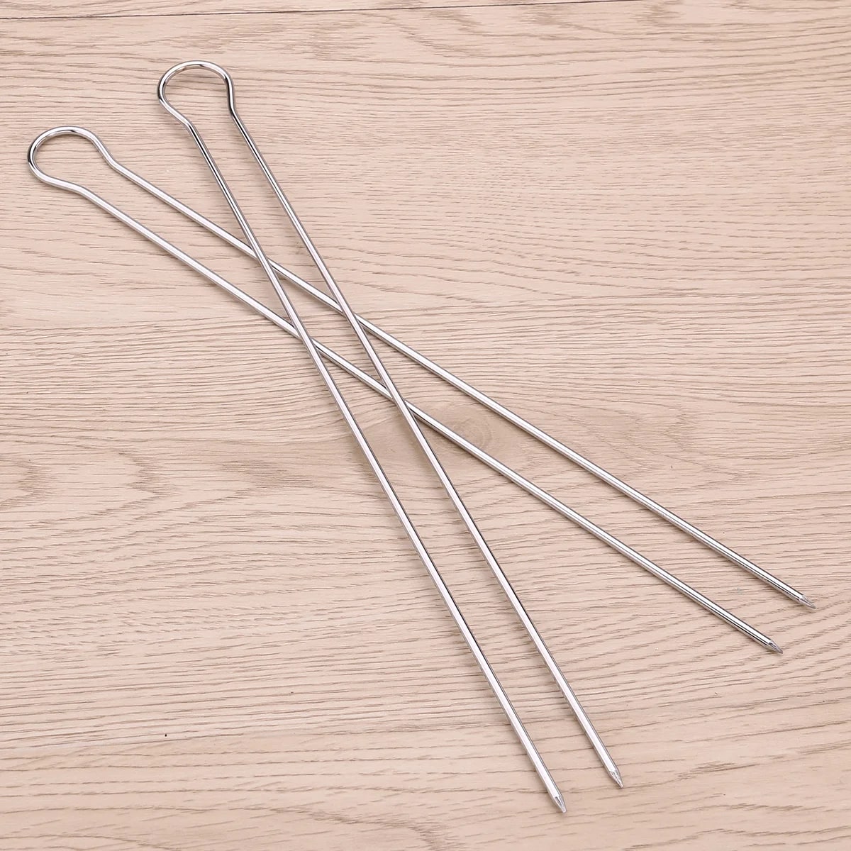 Stainless Steel BBQ Skewers 30cm Dual-Prong Set