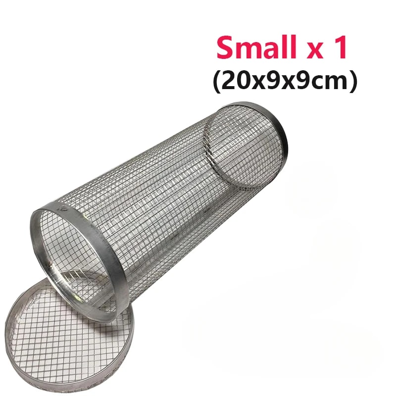 Stainless Steel BBQ Grilling Basket, Rolling Mesh Basket, Small or Large, 1, 2 or 4 Pack - Small Basket x1