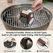 Electric Grill Brush with LED Light, USB Rechargeable 304 Stainless Steel Mesh Roller