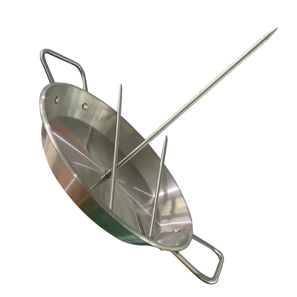 Vertical Skewer BBQ Roasting Stand with 10-Inch Pan and 3 Baking Needles