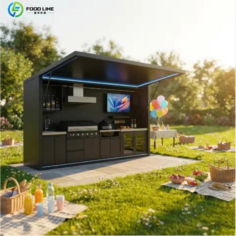 Stainless Steel Outdoor Kitchen Pod, Modular Weatherproof BBQ Shelter, XT-01 - Style21 Customized
