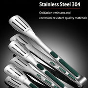 304 Stainless Steel Food Tongs with Anti-Slip Green Grip, 7, 9 or 11 Inch